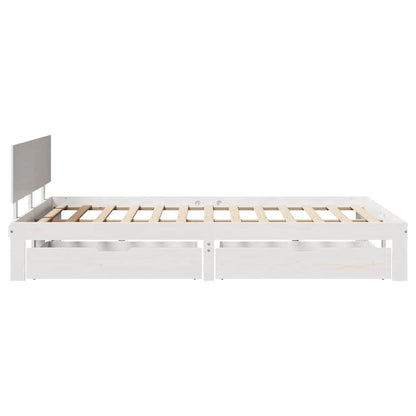 vidaXL Bed Frame with Drawers without Mattress White 150x200 cm