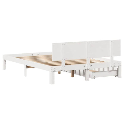 vidaXL Bed Frame with Drawers without Mattress White 150x200 cm