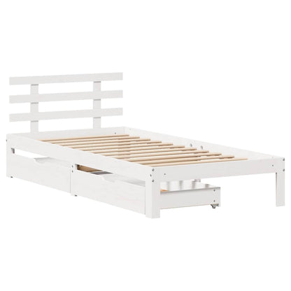 vidaXL Bed Frame with Drawers without Mattress White75x190 cm