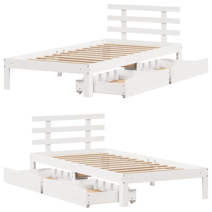 vidaXL Bed Frame with Drawers without Mattress White90x190 cm Single