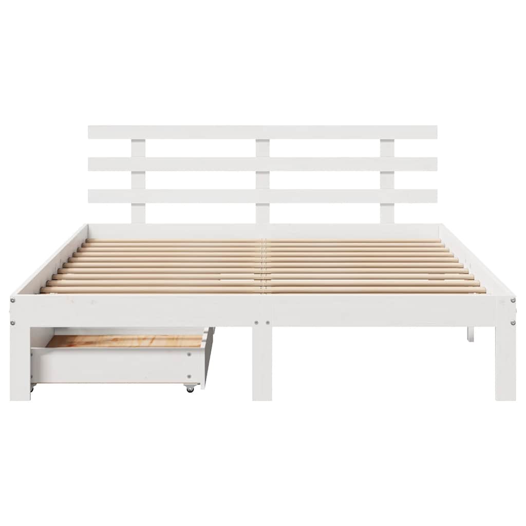 vidaXL Bed Frame with Drawers without Mattress White 120x190 cm Small Double