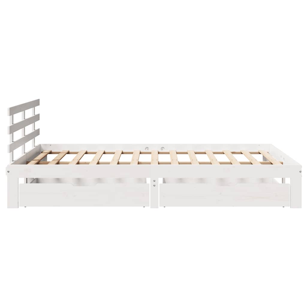 vidaXL Bed Frame with Drawers without Mattress White 120x190 cm Small Double