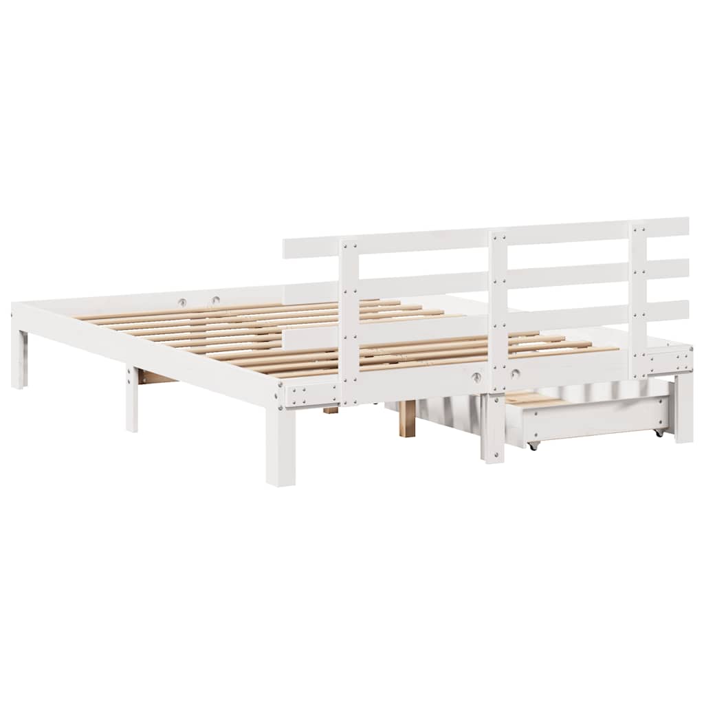 vidaXL Bed Frame with Drawers without Mattress White 120x190 cm Small Double