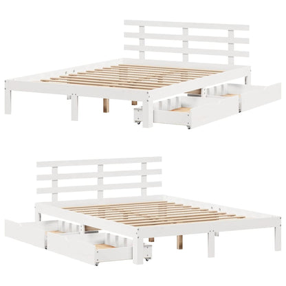 vidaXL Bed Frame with Drawers without Mattress White 120x190 cm Small Double