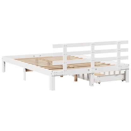 vidaXL Bed Frame with Drawers without Mattress White 135x190 cm Double