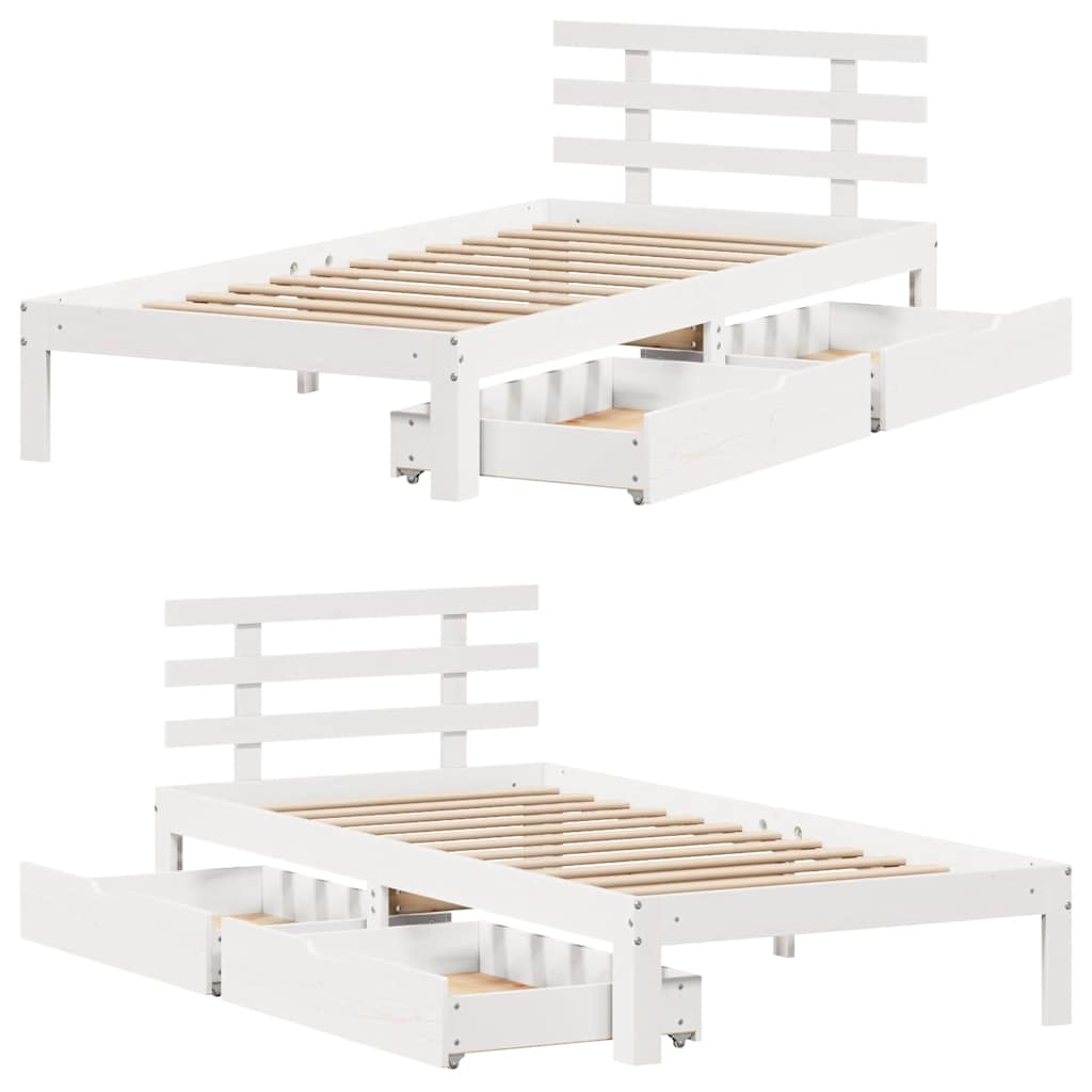 vidaXL Bed Frame with Drawers without Mattress White90x200 cm