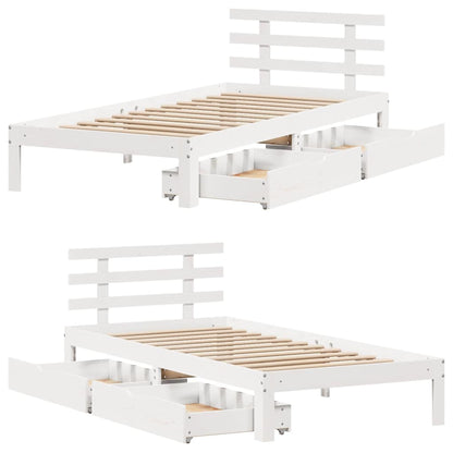 vidaXL Bed Frame with Drawers without Mattress White90x200 cm