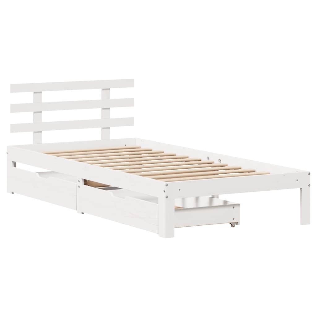 vidaXL Bed Frame with Drawers without Mattress White 100x200 cm