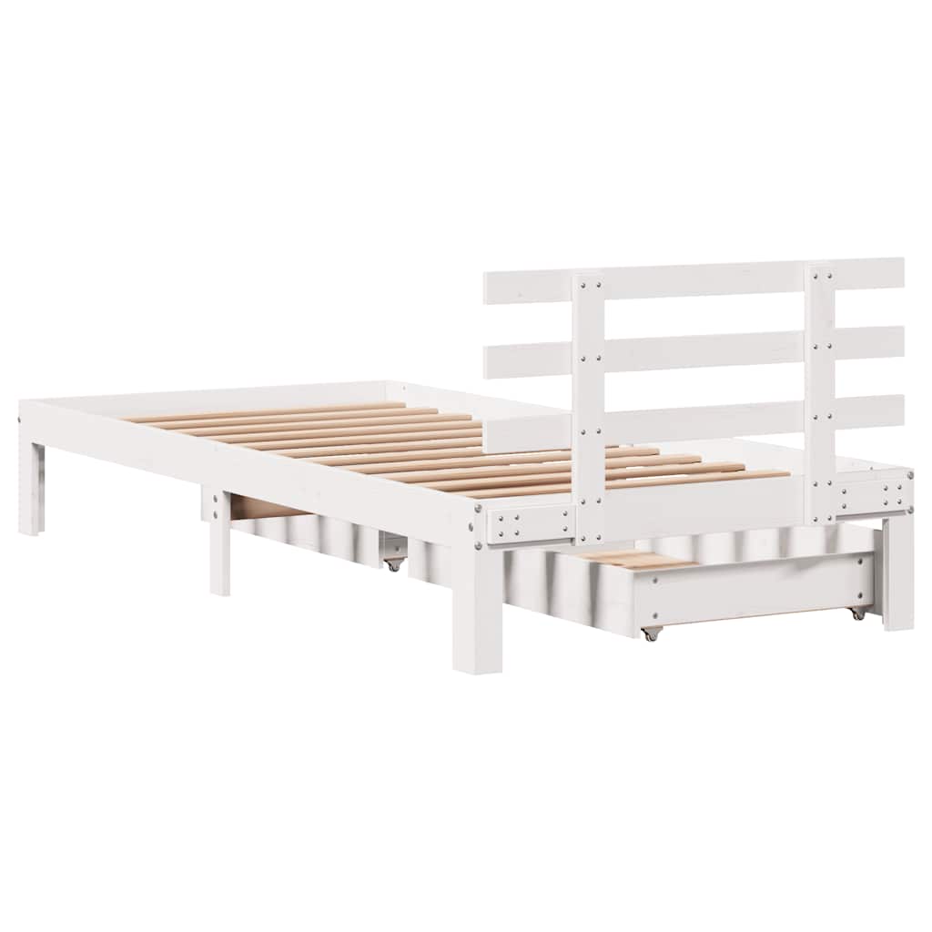 vidaXL Bed Frame with Drawers without Mattress White 100x200 cm