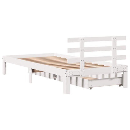 vidaXL Bed Frame with Drawers without Mattress White 100x200 cm