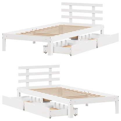 vidaXL Bed Frame with Drawers without Mattress White 100x200 cm