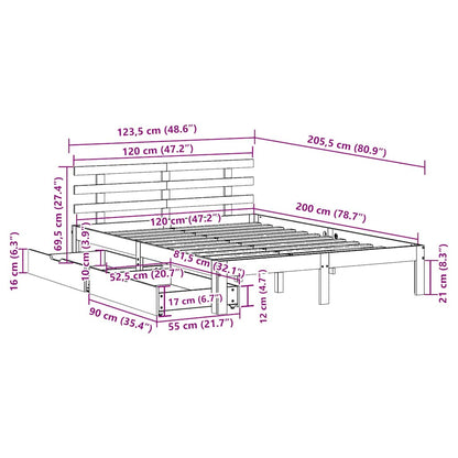 vidaXL Bed Frame with Drawers without Mattress 120x200 cm