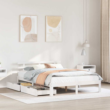 vidaXL Bed Frame with Drawers without Mattress White 120x200 cm