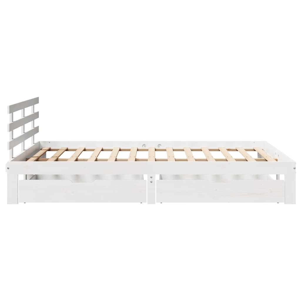 vidaXL Bed Frame with Drawers without Mattress White 140x200 cm