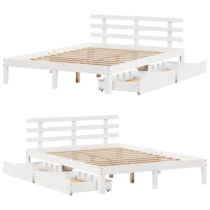 vidaXL Bed Frame with Drawers without Mattress White 140x200 cm
