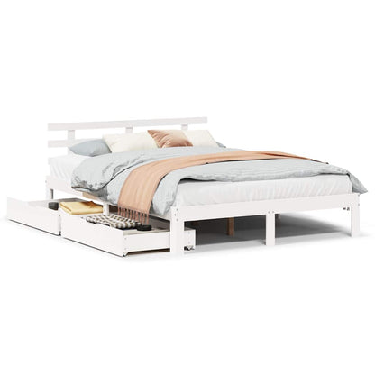 vidaXL Bed Frame with Drawers without Mattress White 160x200 cm