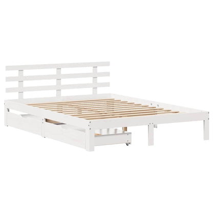 vidaXL Bed Frame with Drawers without Mattress White 160x200 cm