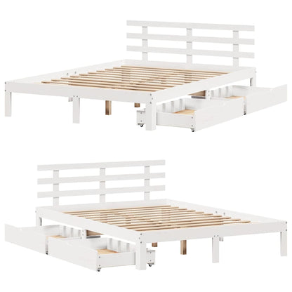 vidaXL Bed Frame with Drawers without Mattress White 160x200 cm