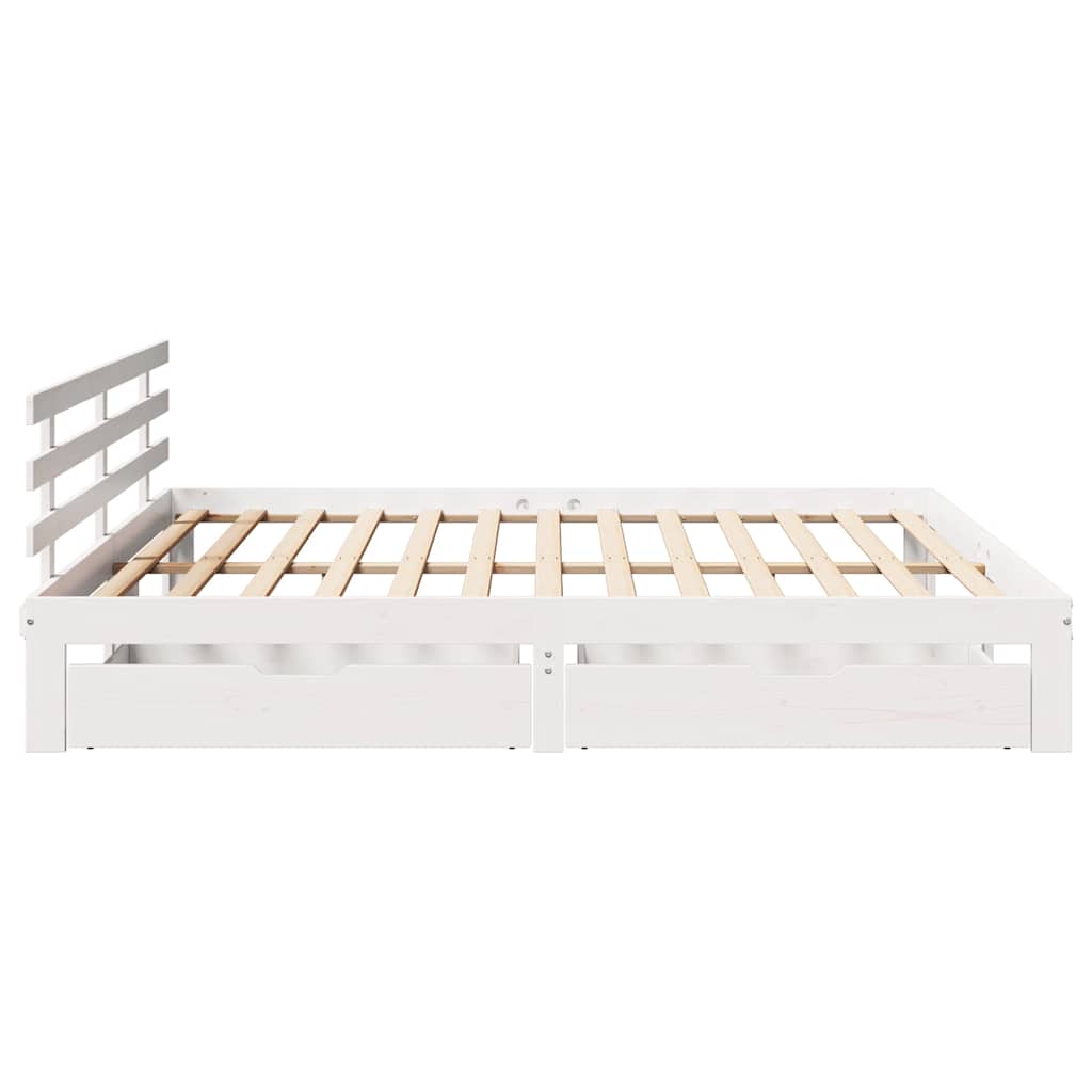 vidaXL Bed Frame with Drawers without Mattress White 180x200 cm Super King