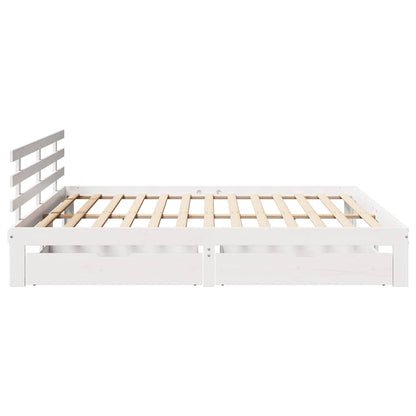 vidaXL Bed Frame with Drawers without Mattress White 180x200 cm Super King