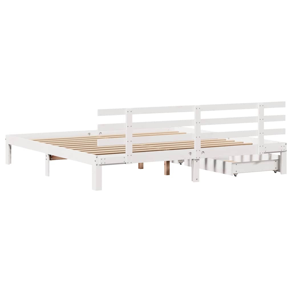 vidaXL Bed Frame with Drawers without Mattress White 180x200 cm Super King