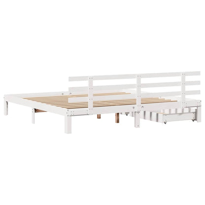 vidaXL Bed Frame with Drawers without Mattress White 180x200 cm Super King