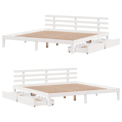 vidaXL Bed Frame with Drawers without Mattress White 180x200 cm Super King