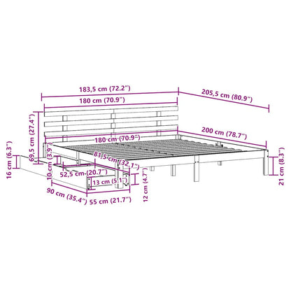 vidaXL Bed Frame with Drawers without Mattress White 180x200 cm Super King