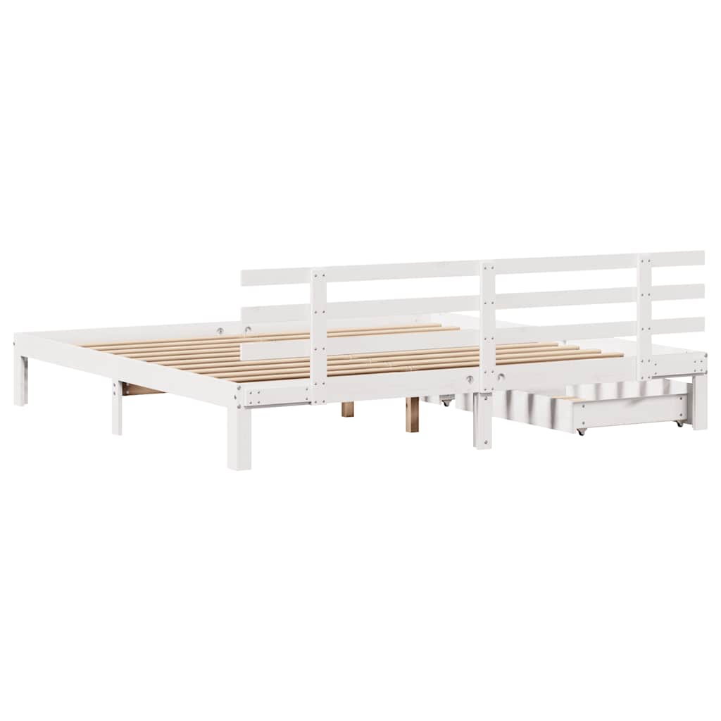 vidaXL Bed Frame with Drawers without Mattress White 200x200 cm