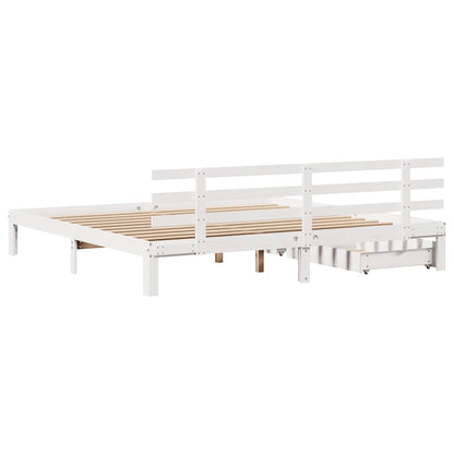 vidaXL Bed Frame with Drawers without Mattress White 200x200 cm