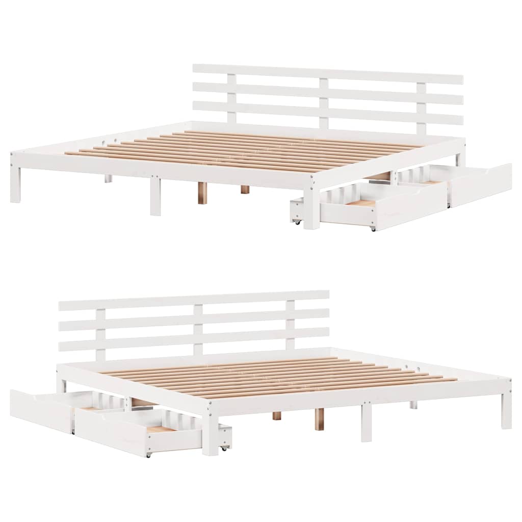vidaXL Bed Frame with Drawers without Mattress White 200x200 cm