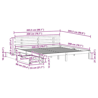 vidaXL Bed Frame with Drawers without Mattress White 200x200 cm