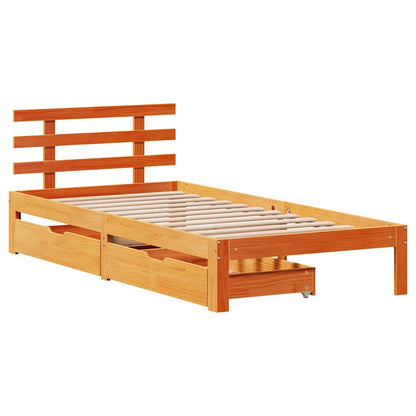 vidaXL Bed Frame with Drawers without Mattress Wax Brown 100x200 cm