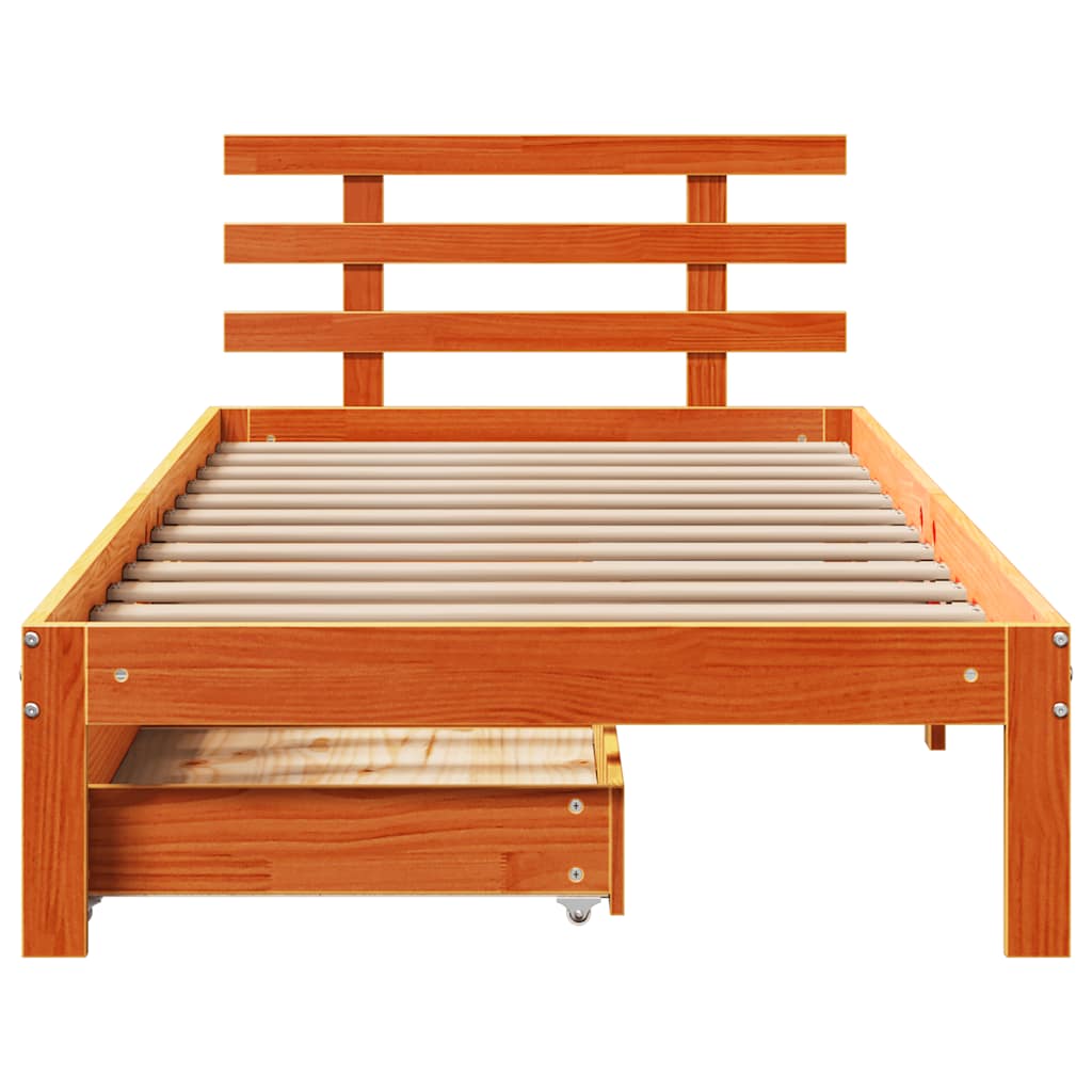 vidaXL Bed Frame with Drawers without Mattress Wax Brown 100x200 cm