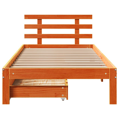 vidaXL Bed Frame with Drawers without Mattress Wax Brown 100x200 cm