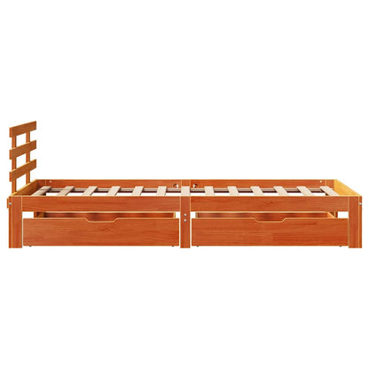 vidaXL Bed Frame with Drawers without Mattress Wax Brown 100x200 cm