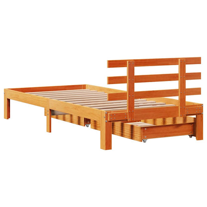 vidaXL Bed Frame with Drawers without Mattress Wax Brown 100x200 cm