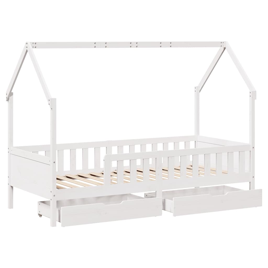 vidaXL Kids Bed Frame with Drawers without Mattress 90x200 cm Solid Wood