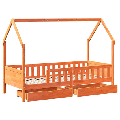 vidaXL Kids Bed Frame with Drawers without Mattress 90x200 cm Solid Wood