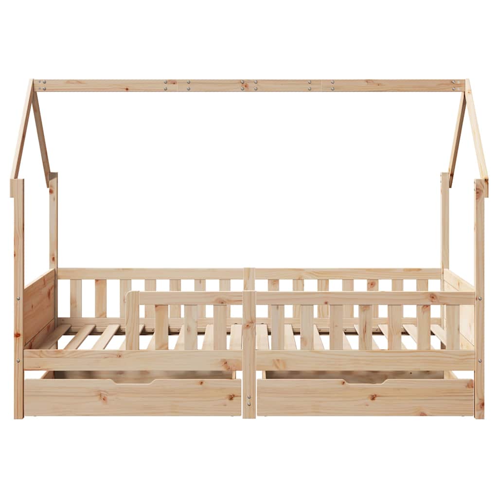 vidaXL Kids Bed Frame with Drawers without Mattress 90x190 cm Single Solid Wood