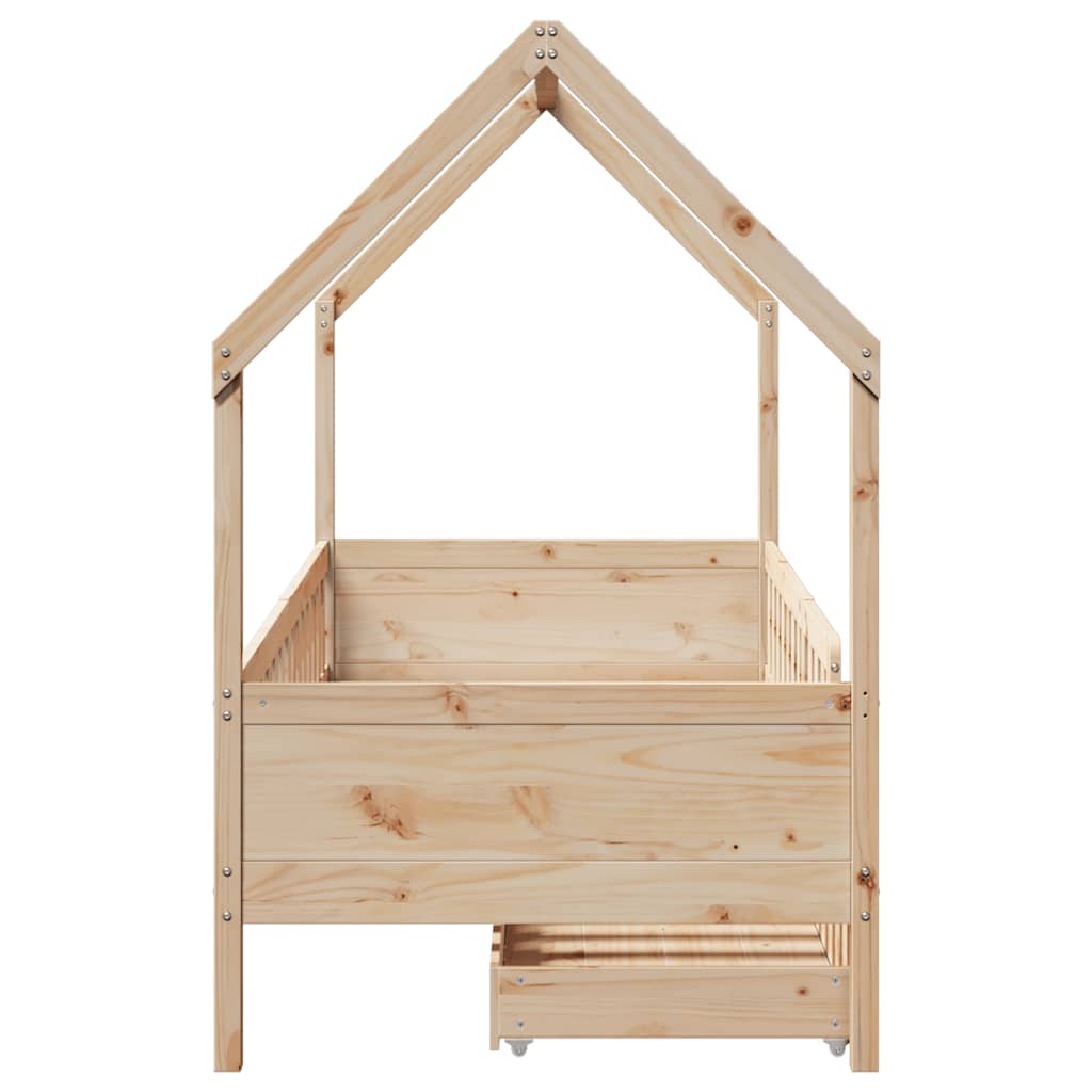 vidaXL Kids Bed Frame with Drawers without Mattress 90x190 cm Single Solid Wood