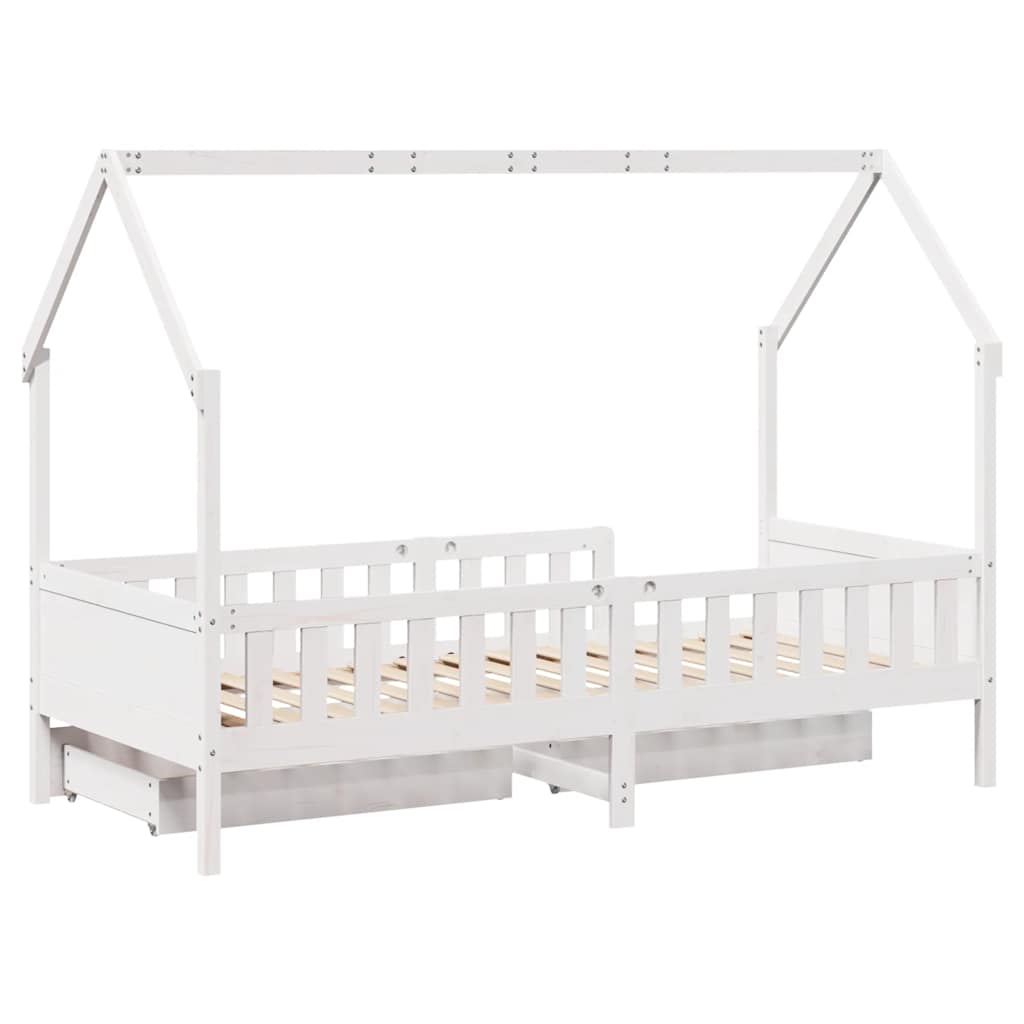 vidaXL Kids Bed Frame with Drawers without Mattress 90x190 cm Single Solid Wood