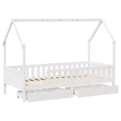 vidaXL Kids Bed Frame with Drawers without Mattress 90x190 cm Single Solid Wood