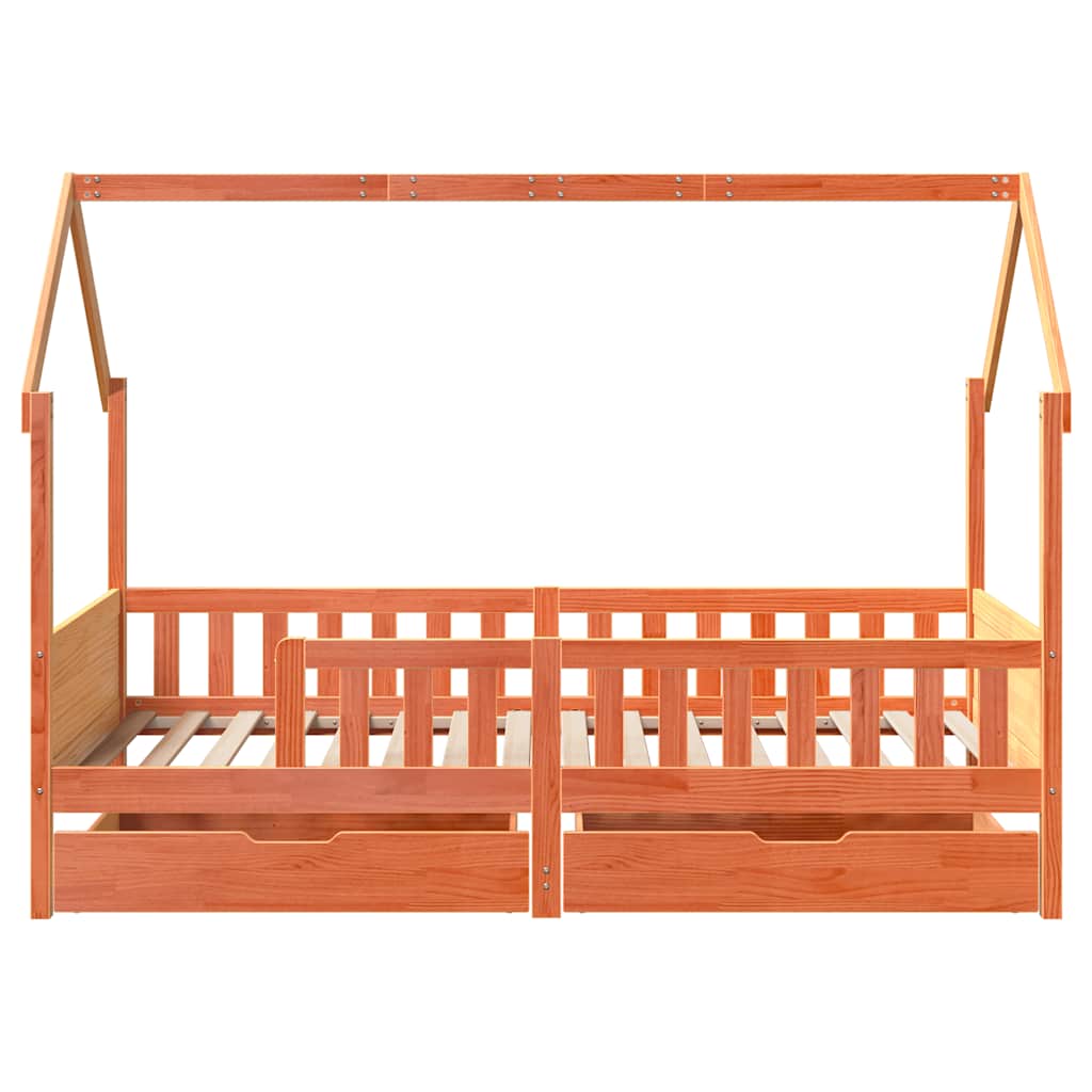 vidaXL Kids Bed Frame with Drawers without Mattress 90x190 cm Single Solid Wood