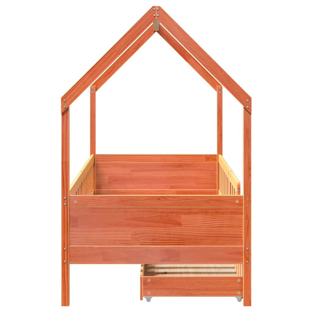 vidaXL Kids Bed Frame with Drawers without Mattress 90x190 cm Single Solid Wood