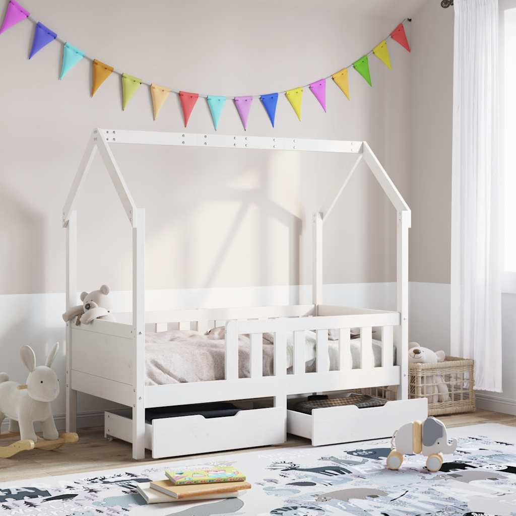 vidaXL Kids Bed Frame with Drawers without Mattress 80x160 cm Solid Wood