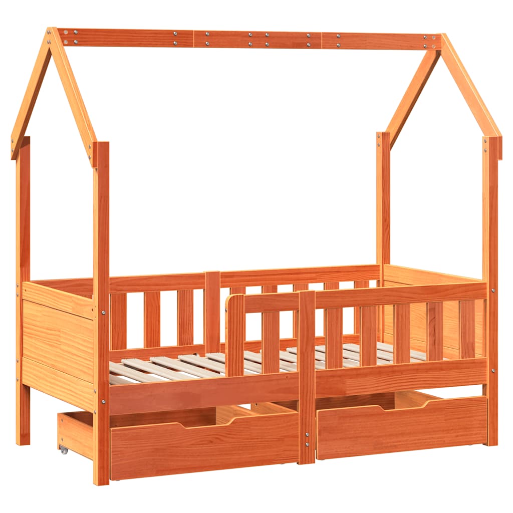 vidaXL Kids Bed Frame with Drawers without Mattress 80x160 cm Solid Wood