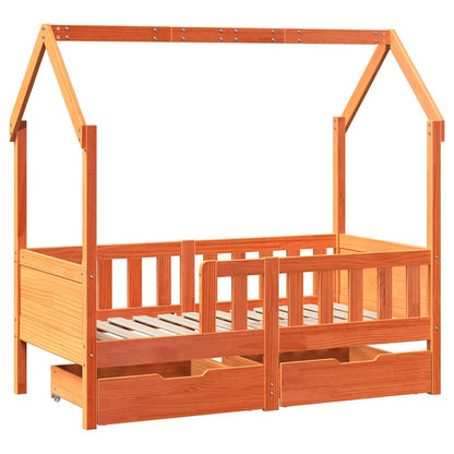 vidaXL Kids Bed Frame with Drawers without Mattress 80x160 cm Solid Wood