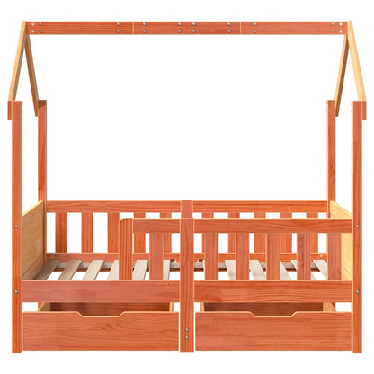 vidaXL Kids Bed Frame with Drawers without Mattress 80x160 cm Solid Wood