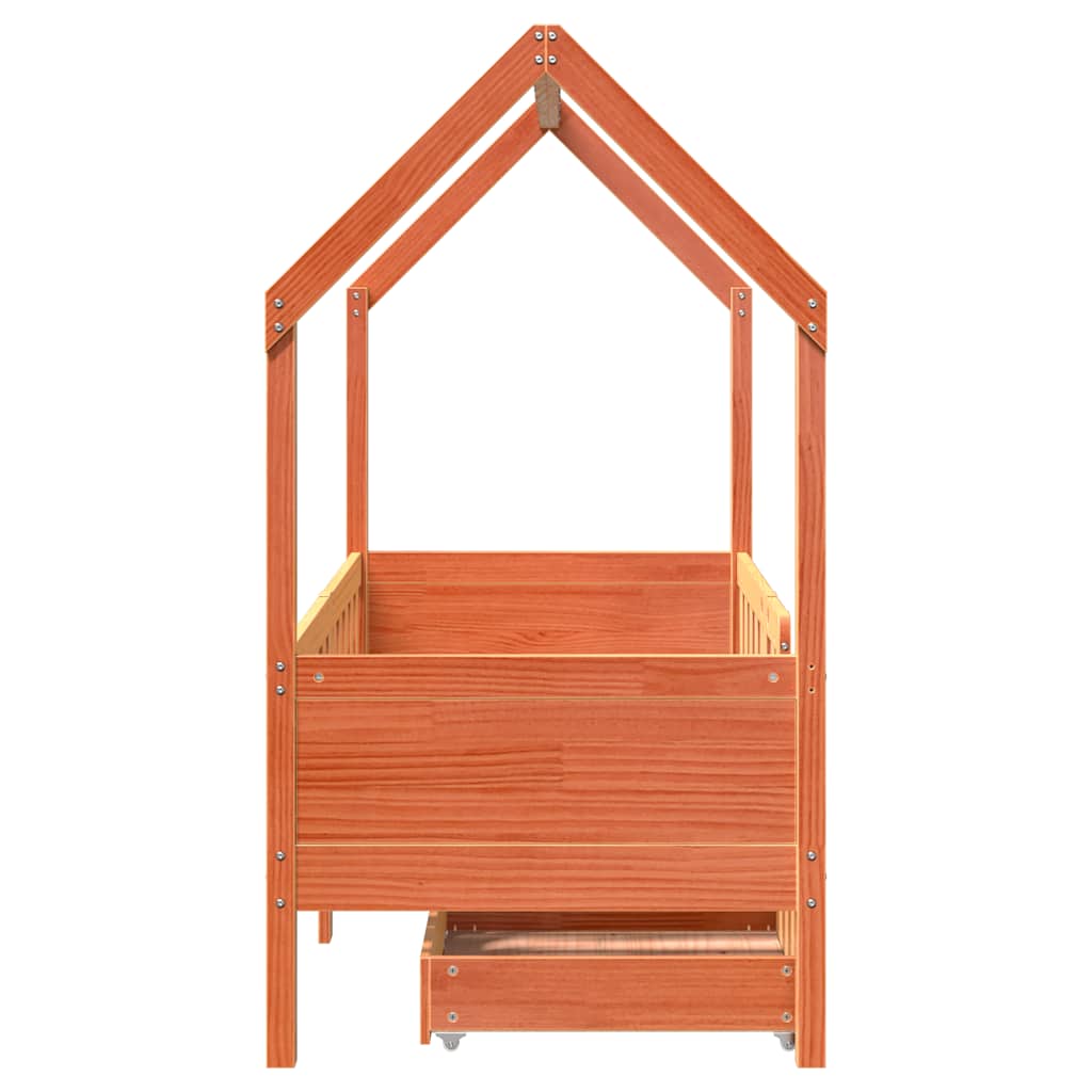 vidaXL Kids Bed Frame with Drawers without Mattress 80x160 cm Solid Wood